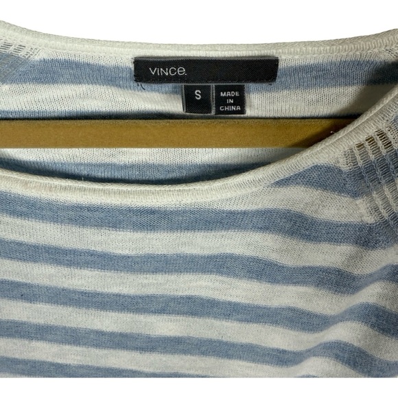 Vince Blue White Striped Lightweight Sweater Women’s Small Raglan Colorblock - Picture 3 of 3
